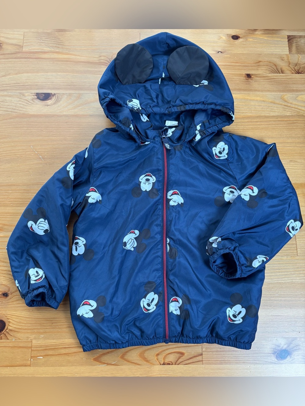 H&M X Disney Kids Mickey Mouse Fleece Lined Windbreaker Jacket Size 3/4
